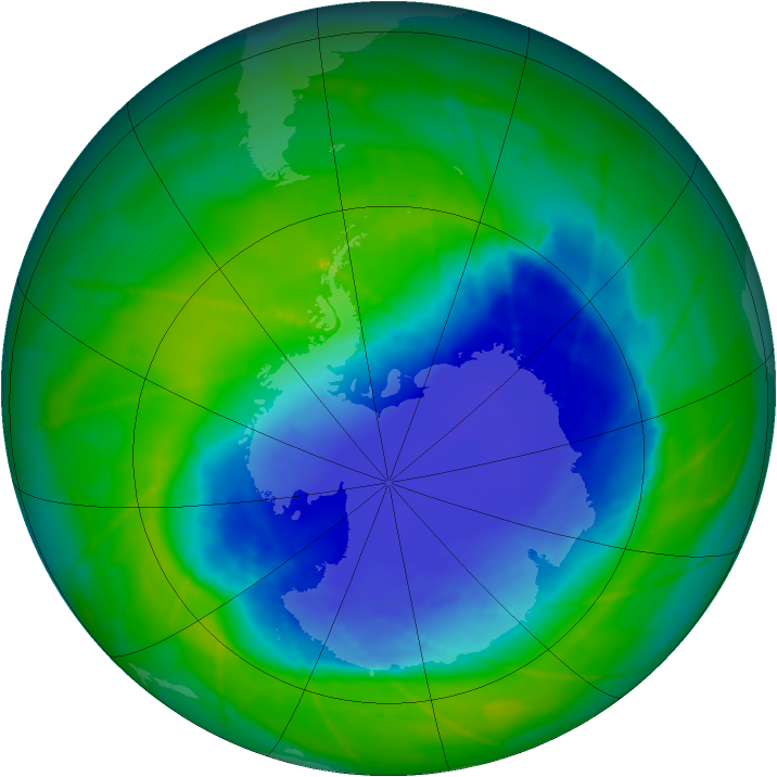 Antarctic ozone map for 24 November 2010